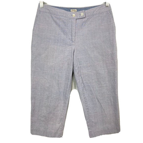Bobby Jones Pants Womens Sz 4 Blue Glen Plaid Golf Capri  Cotton Stretch‎ - Picture 1 of 9